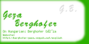 geza berghofer business card